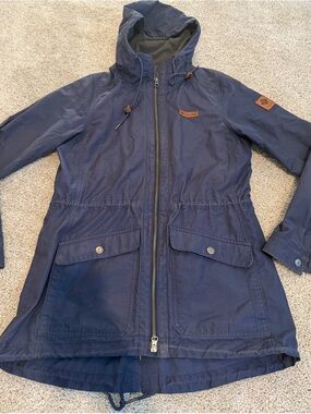 Columbia Hooded Sweatshirt in Dark Gray with Light Blue Trim